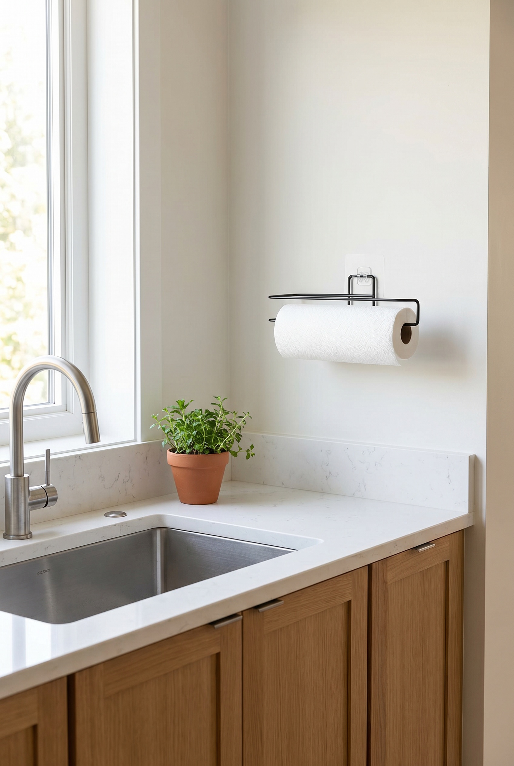 Filora Home Tekli Havlu Kağıtlığı — modern İskandinav mutfağında kullanım görünümü